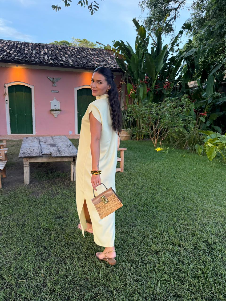 VESTIDO EVANIA AMARELO MANTEIGA