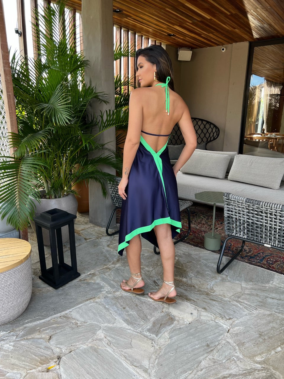 Vestido Lari Azul e Verde