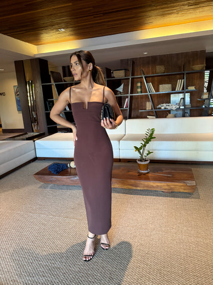 VESTIDO CAROLLA MARROM