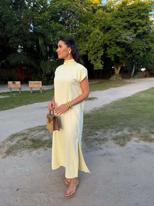 VESTIDO EVANIA AMARELO MANTEIGA