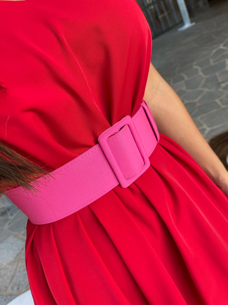 Vestido Tati Vermelho com Pink